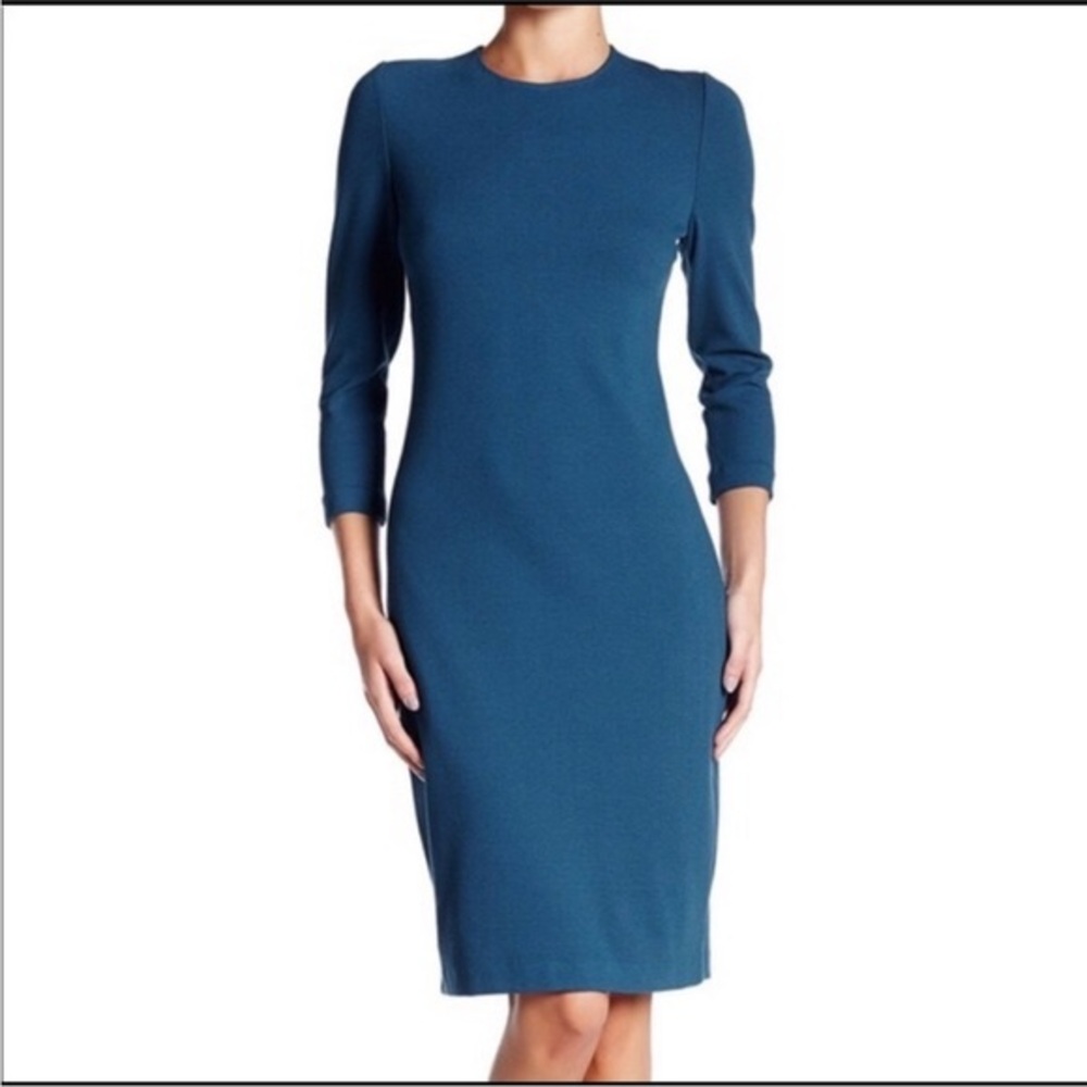 VINCE CREW NECK LONG SLEEVE BODYCON GREEN DRESS S